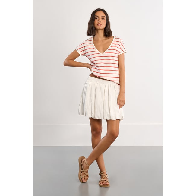 T-shirt à rayures rouges offwhite <span itemprop=