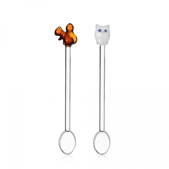 Cuillère Ecureuil et Chouette Lot de 2 Couleur v021700 <span itemprop=