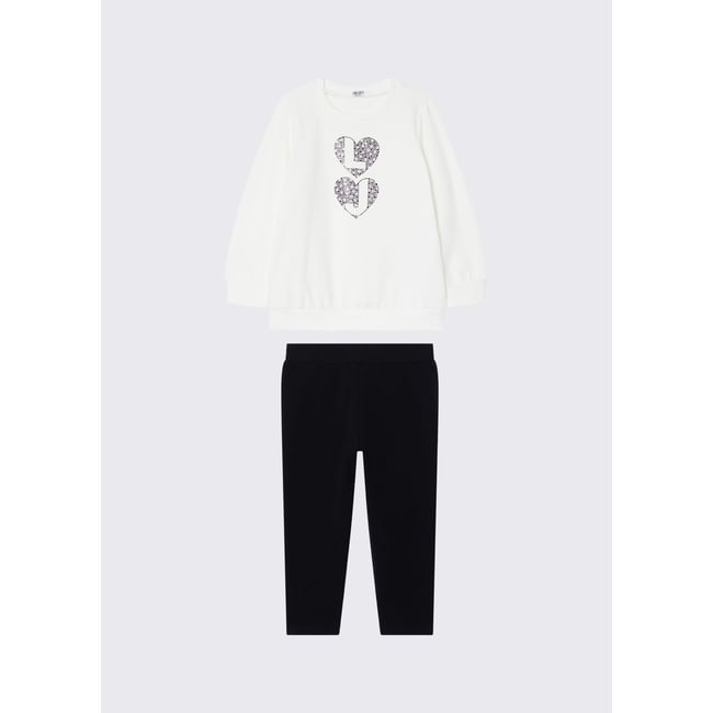 Ensemble sweat et pantalon noir et blanc <span itemprop=