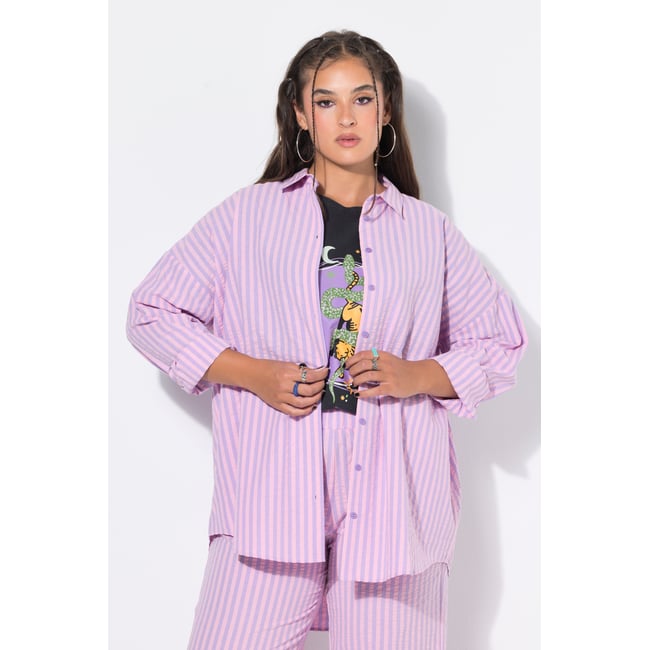 Chemisier oversize lilas <span itemprop=