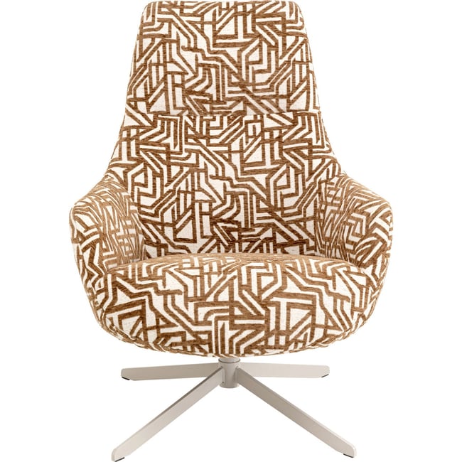 Fauteuil pivotant imprimé labyrinthe, MIMI Couleur marron <span itemprop=