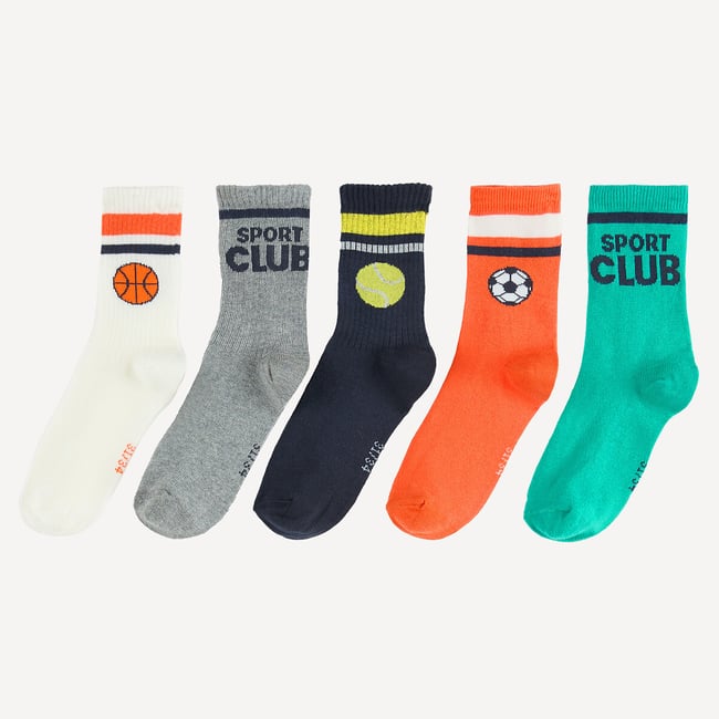 Lot de 5 chaussettes de sport assortis <span itemprop=