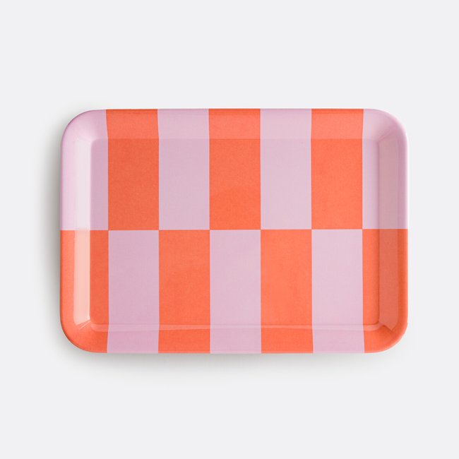 Plateau bicolore motif graphique, taille M, TABAKA Couleur orange/rose <span itemprop=