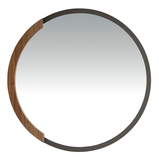 Miroir mural rond bois Couleur noyer | noir <span itemprop=