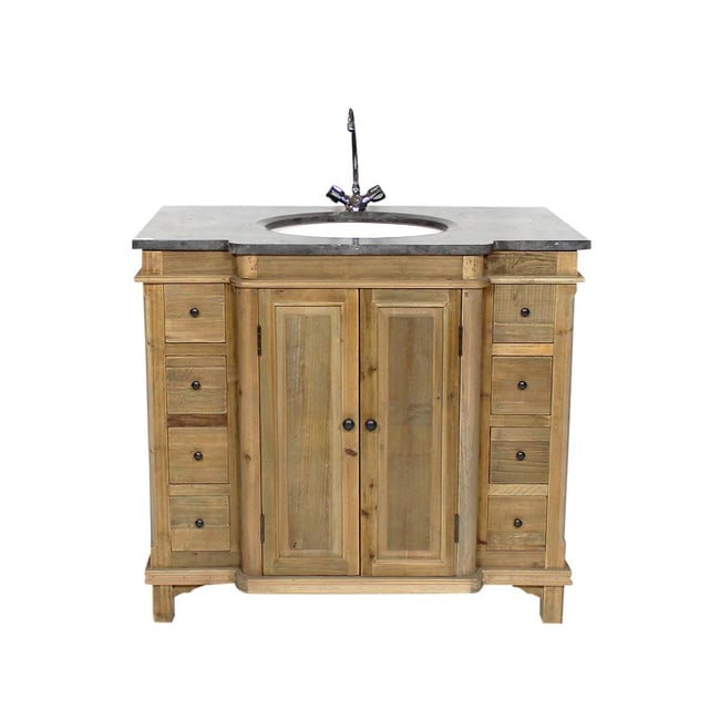 Meuble sous vasque en bois recyclé BIANCA Couleur bois clair <span itemprop=