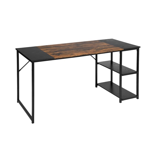 Bureau 120cm avec 2 étagères réversibles style industriel, DEMBE Couleur noir <span itemprop=
