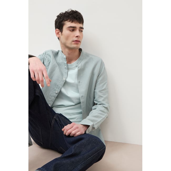 Chemise manches longues vert clair <span itemprop=