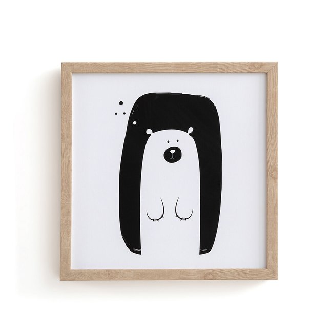 Cuadro infantil con motivo de oso, Cléo negro/blanco <span itemprop=