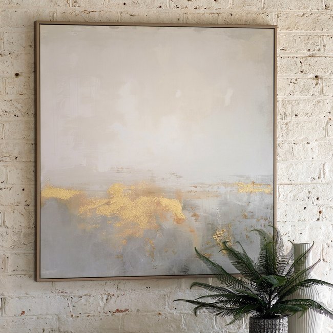 90x90cm Ethereal Framed Canvas, natural, SO'HOME