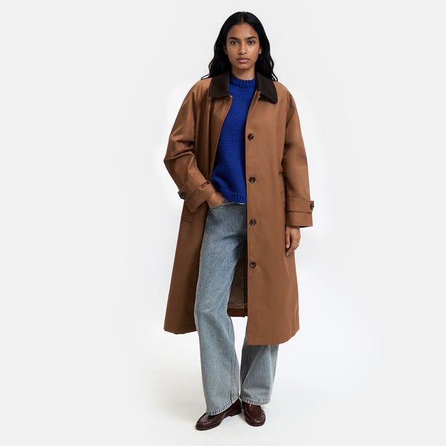 Long Mid-Season Trench Coat with Button Fastening, camel brown, LA REDOUTE COLLECTIONS