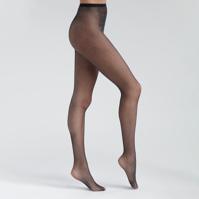 Medias de rejilla lurex 83 deniers negro plateado <span itemprop=