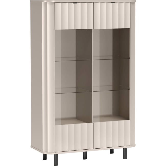 Vitrine basse 2 portes collection NOVADO Couleur cachemire mat et noir mat <span itemprop=