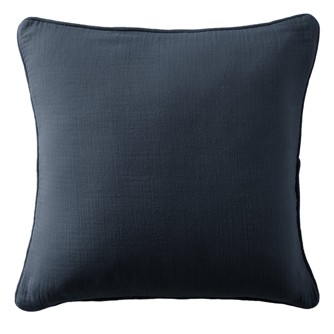 Coussin carré déhoussable 45x45 cm Gaze de Coton Terra Minuit minuit <span itemprop=