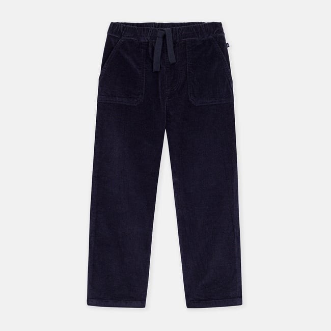 Pantalón recto de terciopelo azul marino <span itemprop=