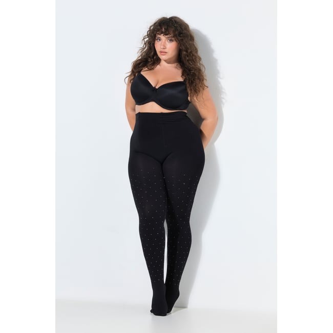 Collants thermiques doublées, avec strass noir <span itemprop=