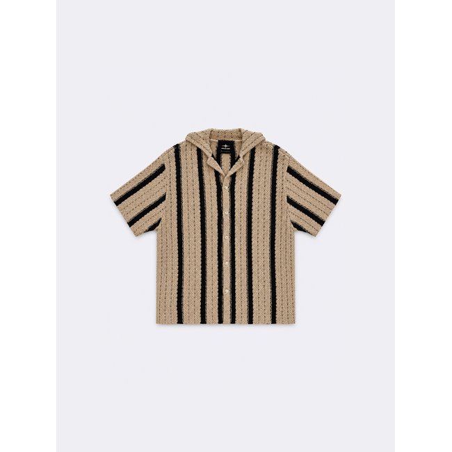 Chemise en maille ajourée beige <span itemprop=