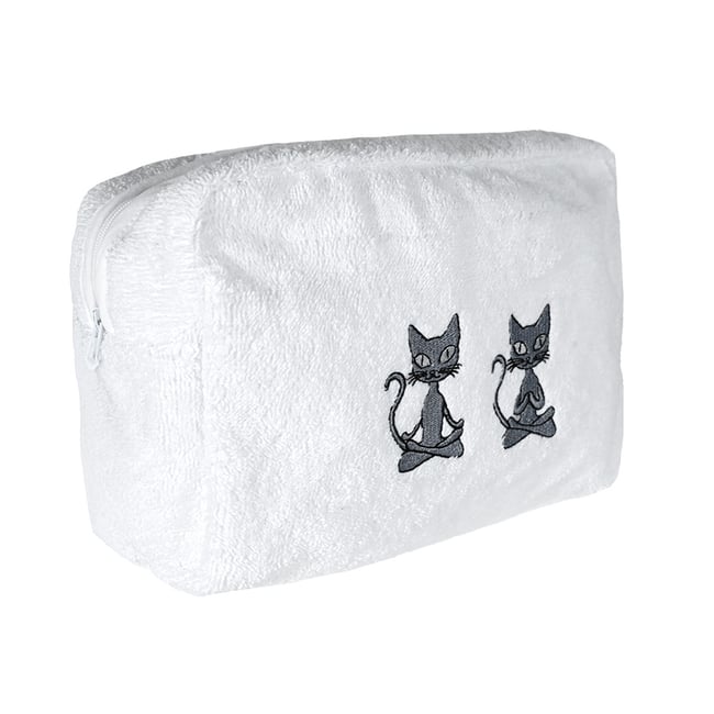 Trousse de toilette brodée YOGI blanc <span itemprop=