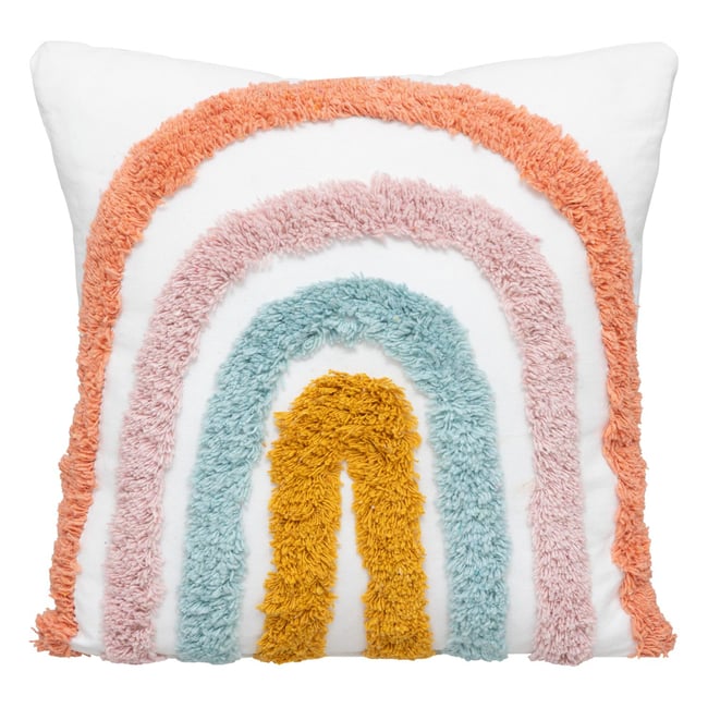 Coussin enfant en coton tufté ARC EN CIEL multicolore <span itemprop=