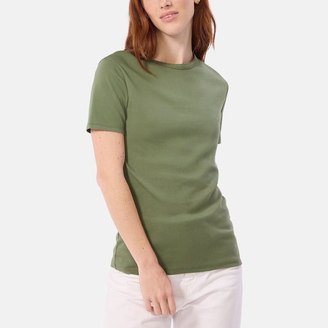 T-shirt, manches courtes, col rond vert olive <span itemprop=