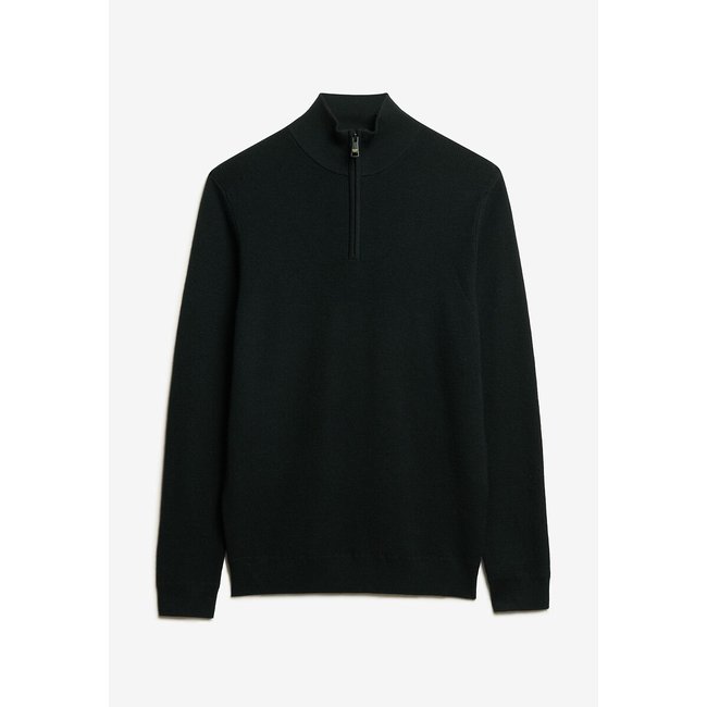 Half Zip Jumper in Merino Wool Mix, black, SUPERDRY