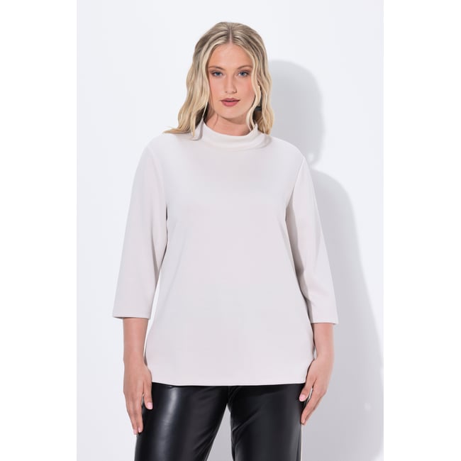 Sweat-shirt à col montant et manches 3/4 granit doux <span itemprop=