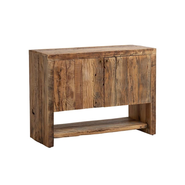 Meuble sous vasque en bois recyclé NAËL Couleur bois foncé <span itemprop=