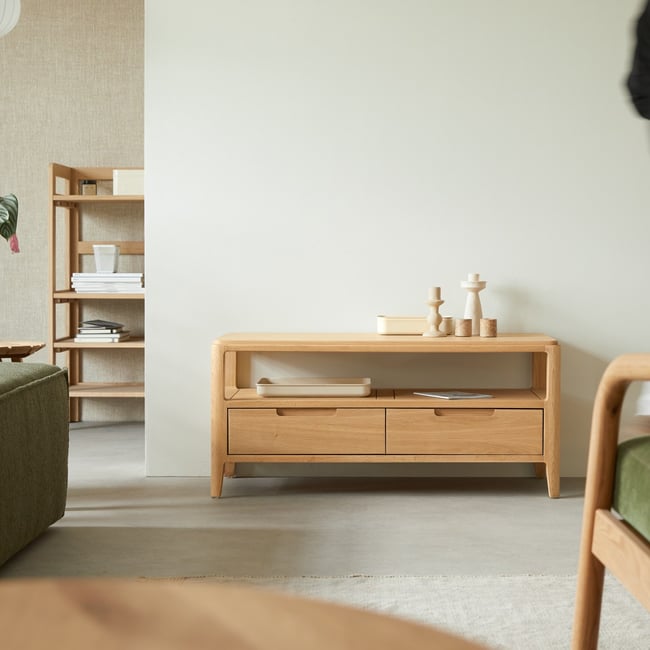 Meuble Hi-FI, TV en Chêne massif, ARTO Couleur naturel <span itemprop=