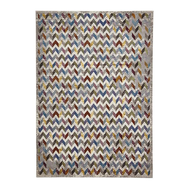 Bright Zig Zag Tile Print Rug, multi-coloured, SO'HOME
