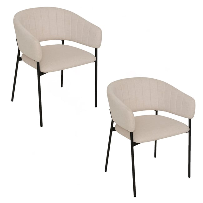 Lot de 2 fauteuils à diner en tissu SOLEA Couleur beige <span itemprop=