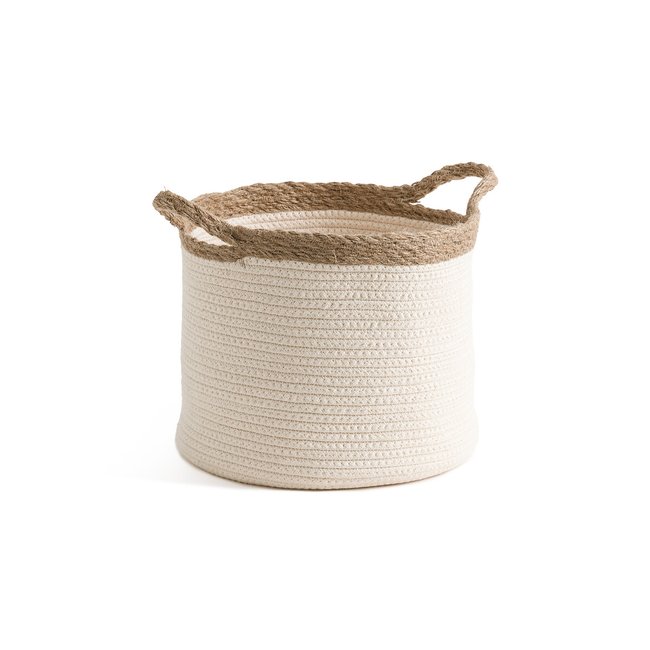 Cesto de algodón y yute Ø26 cm, Osinia natural <span itemprop=