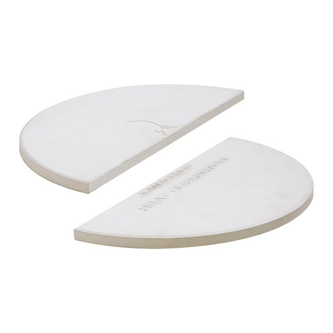 Déflecteur de chaleur demi-rond (x2) pour Kamado Big Joe blanc <span itemprop=