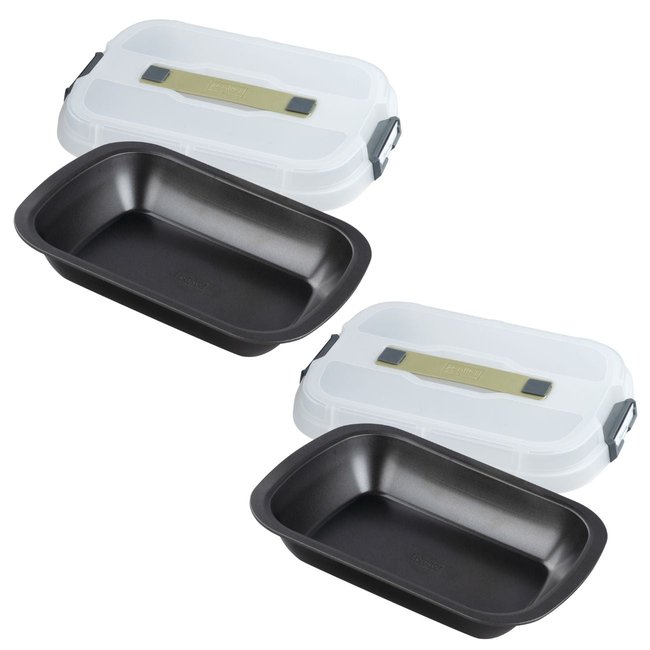 Lot de 2 moules à gâteaux rectangulaires noir <span itemprop=