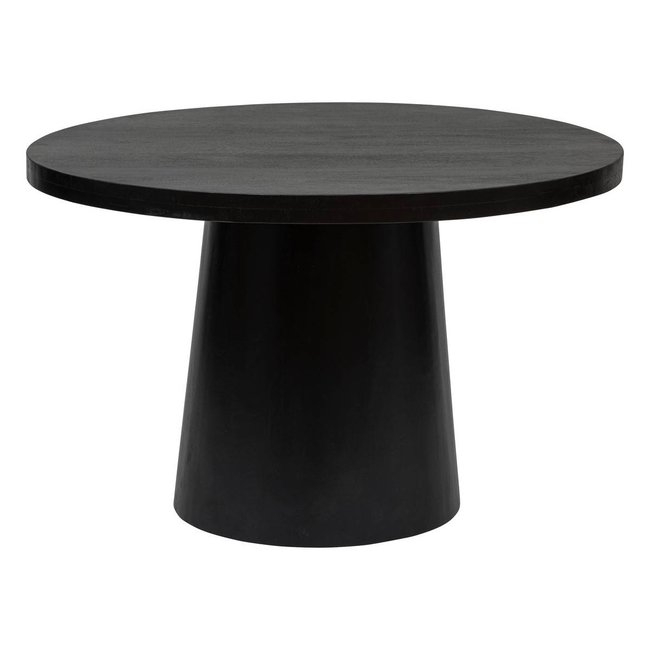 Table à manger ronde en bois de manguier BOKI Couleur noir <span itemprop=