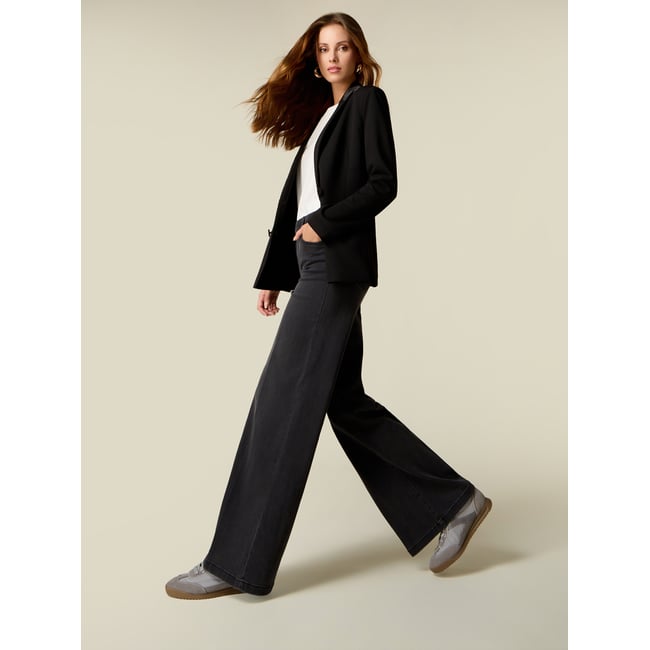 Jean palazzo avec taille élastiquée noir <span itemprop=