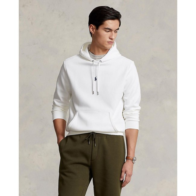 Sweat zippé à capuche col rond blanc <span itemprop=