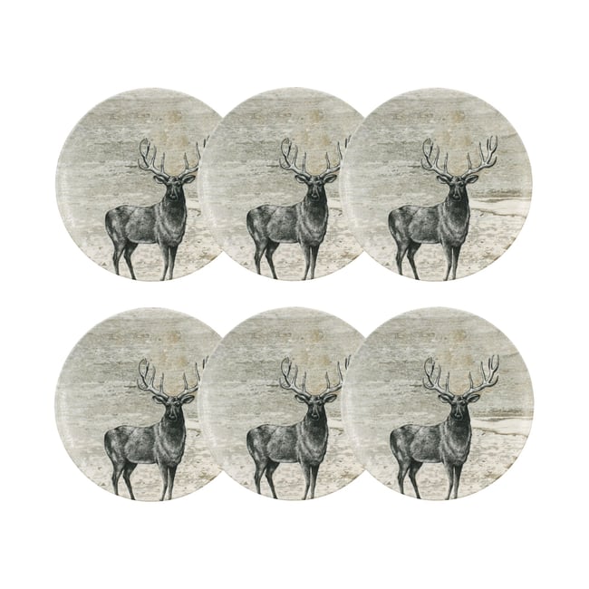 Lot de 6 assiettes plates en porcelaine 26cm, LACHAT Couleur gris <span itemprop=