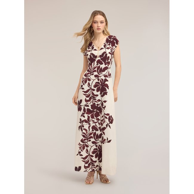 Robe longue imprimée burgundy <span itemprop=