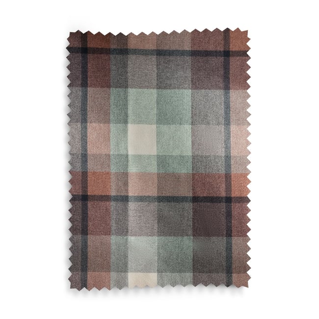 Rideaux en coton brossé à carreaux et œillets bleu turquoise/orange <span itemprop=
