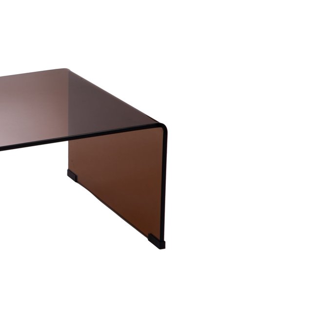 Table basse rectangulaire en verre fumé L110 - ELLY Couleur marron <span itemprop=