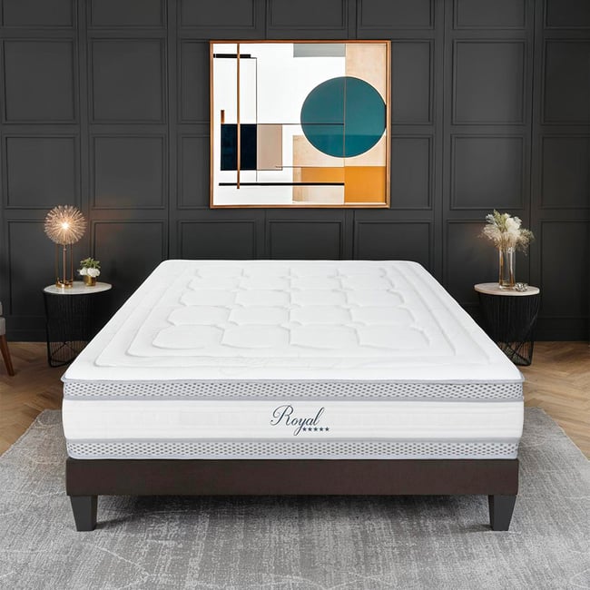 Matelas Mémoire de forme 24 cm ROYAL 5* - HYPSOM Couleur blanc <span itemprop=