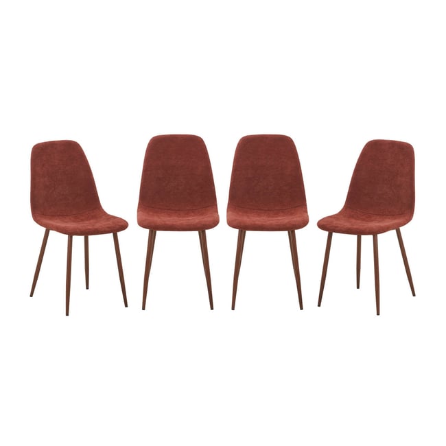 Chaise décor bois teinte noyer et tissu (lot de 4) VERA - SWEEEK
