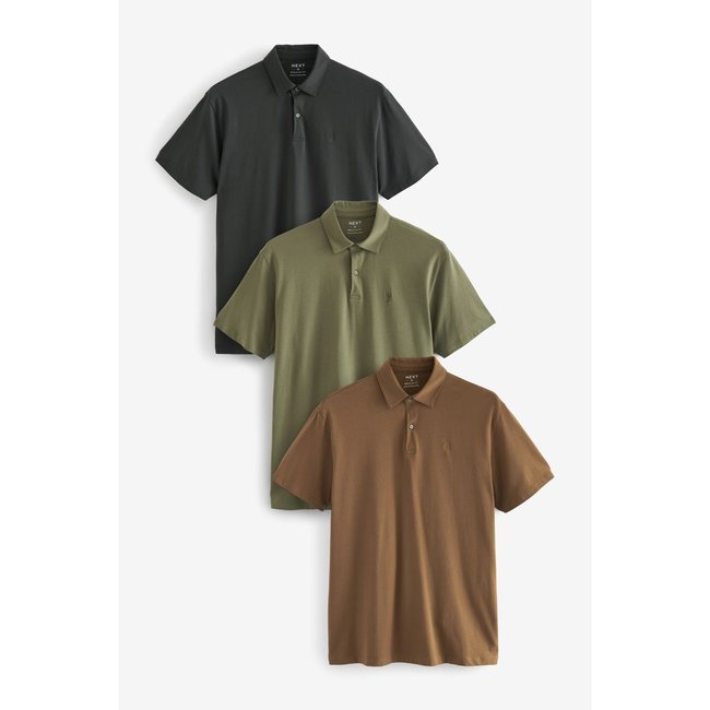 Polos en jersey à manches courtes, lot de 3 vert/gris <span itemprop=