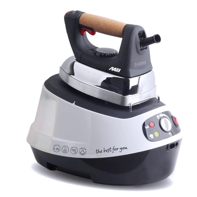 Ferro com caldeira, enchimento contínuo, 2400 W, da MEI aluminio/preto <span itemprop=