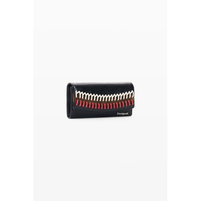 Grand porte-monnaie matelassé noir <span itemprop=