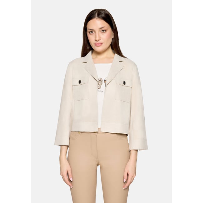 Veste blazer à manches 3/4 silky beige <span itemprop=