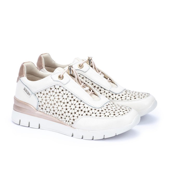 Baskets cuir Cantabria blanc <span itemprop=
