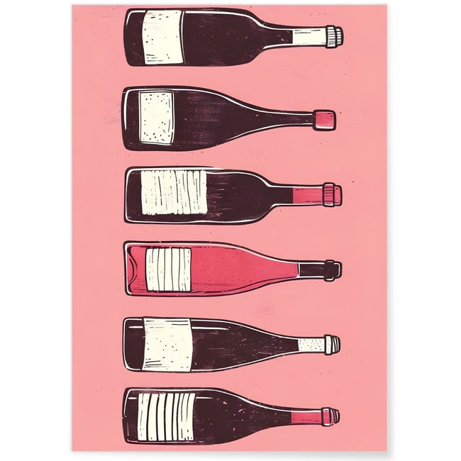Affiche Illustrations bouteilles vin Couleur blanc <span itemprop=