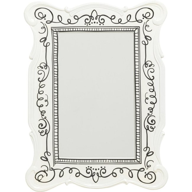 Miroir Favola 67x50cm blanc et noir Couleur blanc <span itemprop=