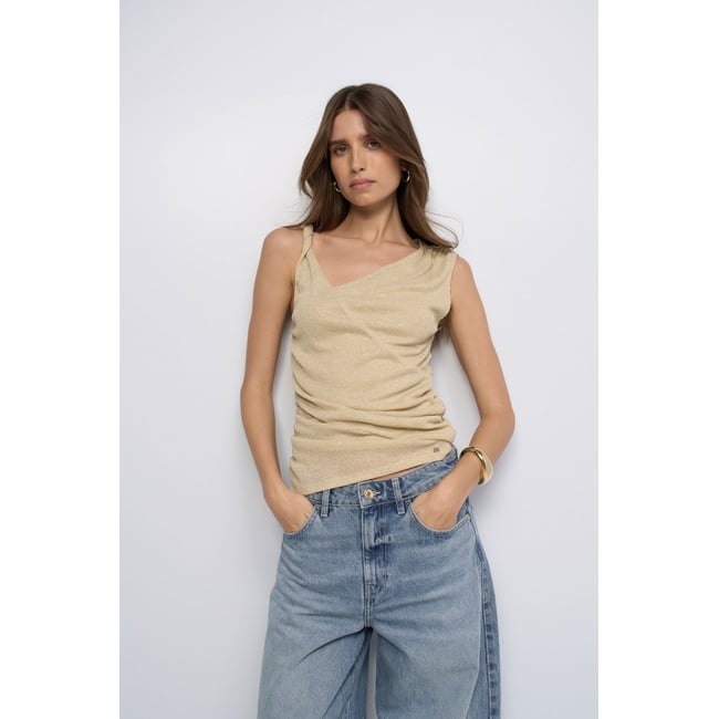 TOP ASYMÉTRIQUE AVEC Fil textile beige <span itemprop=
