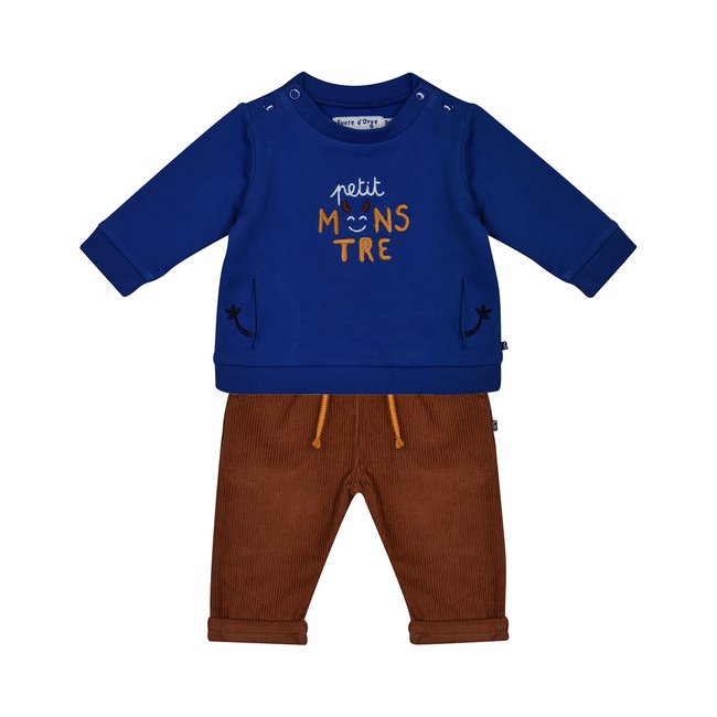Sweat + pantalon velours frederic marron <span itemprop=